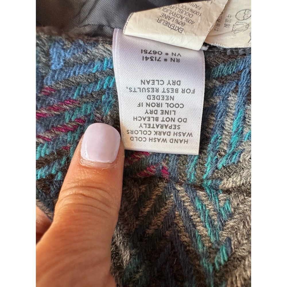 LL Bean Womens Wool Blend Plaid Mini Skirt Blue Grey Herringbone Size 6 283889 - Picture 7 of 7